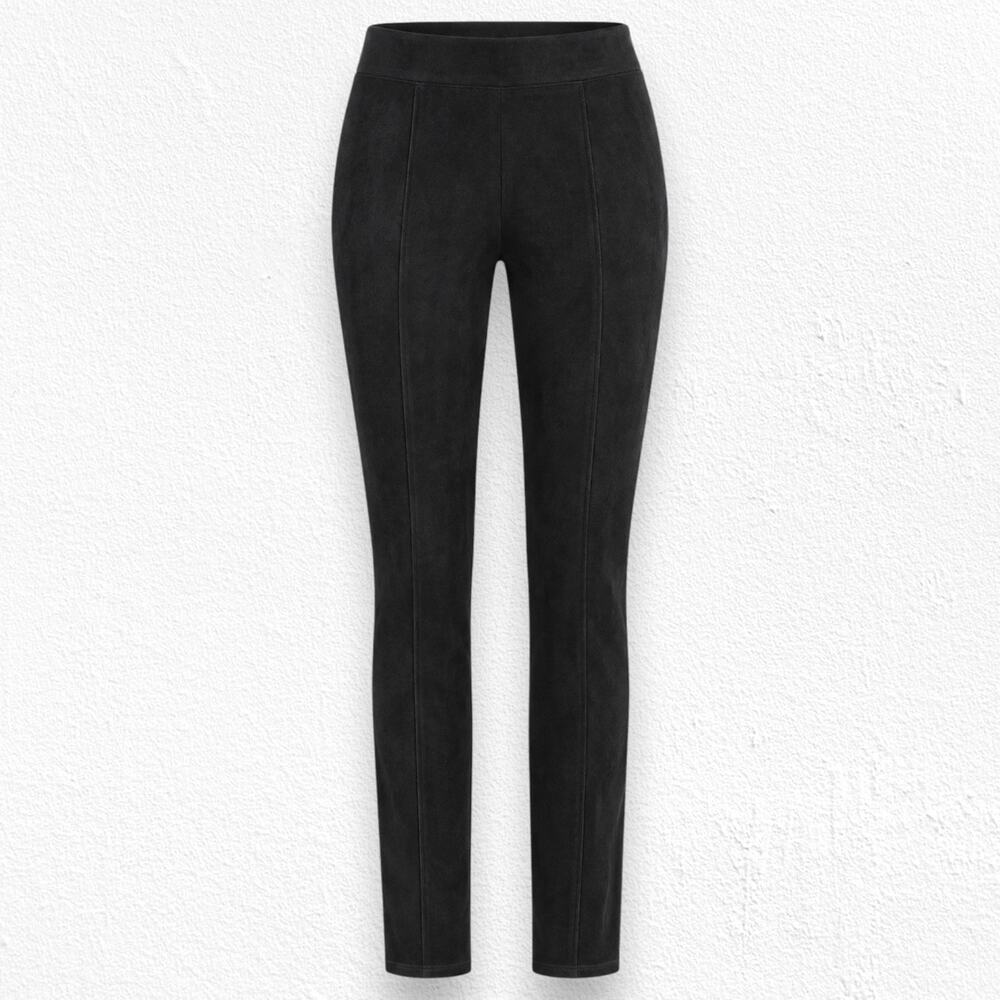 Max Mara Leisure Black Faux Suede Pull On Slim Straight Pants Size Medium NWT